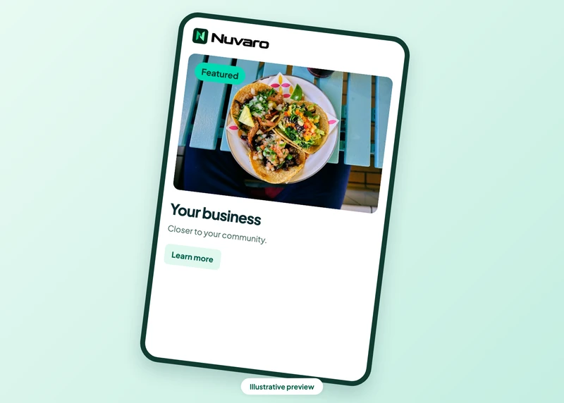 Illustration of a Featured placement on Nuvaro, not a real advertisement.
