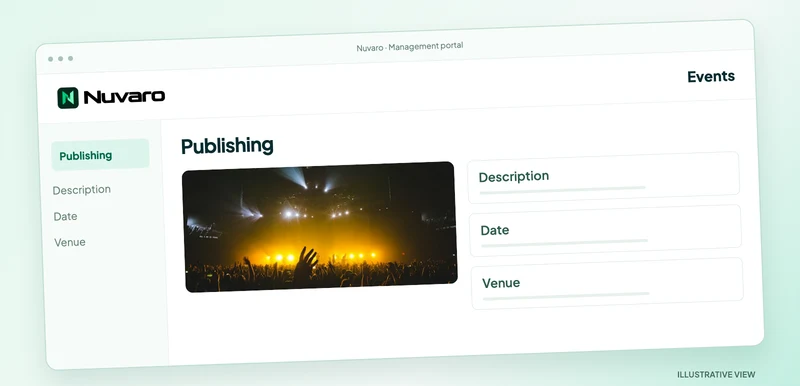 Event Portal illustration: description, date, and venue.